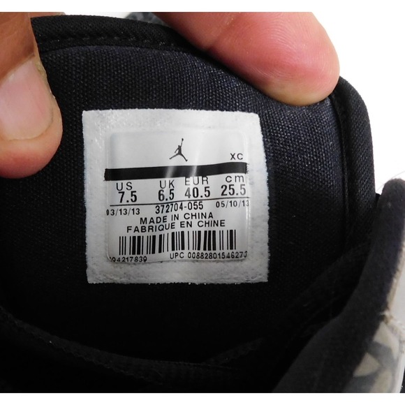 Jordan 1 Flight Black Gray Elephant‎ 372704-055 sz 7.5 M